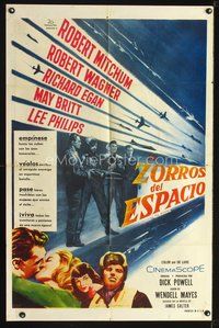 1s767 HUNTERS Spanish/U.S. 1sh '58 jet pilot drama, Robert Mitchum & Robert Wagner, May Britt!