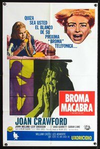 1s768 I SAW WHAT YOU DID Spanish/U.S. 1sh '65 Joan Crawford, William Castle, you may be the next target!