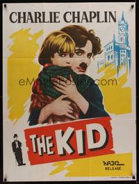 1s086 KID Indian R1970s artwork of Charlie Chaplin holding Jackie Coogan!