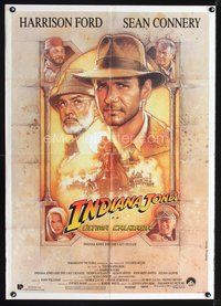 1s772 INDIANA JONES & THE LAST CRUSADE Spanish/U.S. 1sh '89 art of Ford & Sean Connery by Drew Struzan!