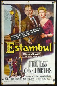 1s776 ISTANBUL Spanish/U.S. 1sh '57 Errol Flynn & Cornell Borchers in Turkey's city of a thousand secrets