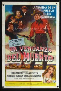 1s777 JOE DAKOTA Spanish/U.S. 1sh '57 art of tough Jock Mahoney & sexy Luana Patten with oil well!