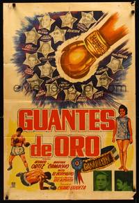 1s138 GUANTES DE ORO Mexican poster '61 Alvaro Ortiz, boxing artwork!