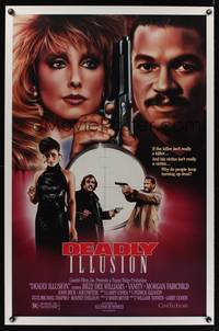 1v192 DEADLY ILLUSION 1sh '87 close-up artwork of Billy Dee Williams, Morgan Fairchild!