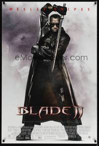 1w111 BLADE II DS 1sh '02 great image of Wesley Snipes in leather coat w/sword!