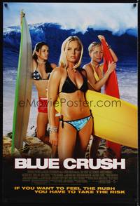 1w118 BLUE CRUSH DS 1sh '02 John Stockwell, sexy Kate Bosworth in bikini, surfing girls!