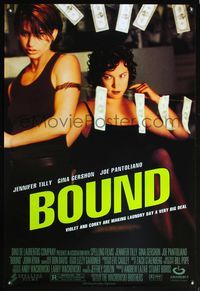 1w123 BOUND 1sh '96 Wachowski Brothers, sexy Jennifer Tilly & Gina Gershon hanging money!