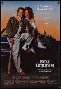 1w139 BULL DURHAM 1sh '88 great image of baseball player Kevin Costner & sexy Susan Sarandon!