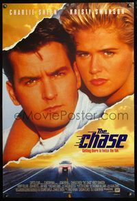 1w148 CHASE DS 1sh '94 super close up of Charlie Sheen & sexy Kristy Swanson!