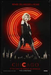 1w149 CHICAGO teaser DS 1sh '02 sexy dancer Renee Zellweger as Roxie!