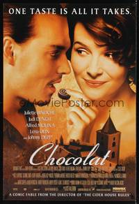 1w150 CHOCOLAT 1sh '00 Johnny Depp, Juliette Binoche, one taste is all it takes!