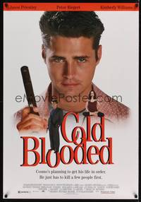 1w157 COLDBLOODED video 1sh '95 Jason Priestley w/.45, Peter Riegert & pretty Kimberly Williams!