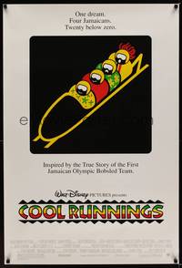 1w164 COOL RUNNINGS DS 1sh '93 John Candy, wacky Jamacian Olympic bobsledding team!