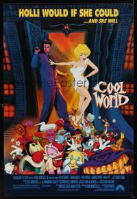 1w165 COOL WORLD 1sh '92 Brad Pitt w/great cartoon art of sexy Kim Basinger as Holli!