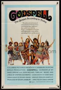 1y309 GODSPELL 1sh '73 David Greene classic religious musical, great cast portrait!