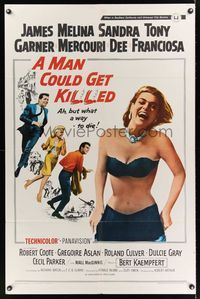 1y520 MAN COULD GET KILLED 1sh '66 James Garner, sexy Melina Mercouri, Sandra Dee, Tony Franciosa