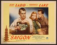 1z525 SAIGON LC #3 '48 sexy Veronica Lake eyes Alan Ladd with a satchel full of cash!