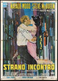 2e223 LOVE WITH THE PROPER STRANGER Italian 2p '64 art of Natalie Wood & Steve McQueen by Brini!