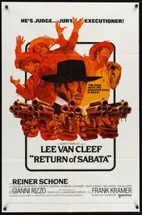 2h707 RETURN OF SABATA int'l 1sh '72 cool art of Lee Van Cleef with bizarre pistol!