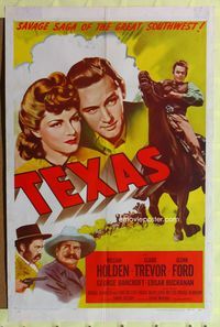 2h866 TEXAS 1sh R57 William Holden, Claire Trevor, Glenn Ford!