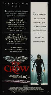 2j382 CROW Aust daybill '94 Brandon Lee's final movie, cool eyes in bird artwork!