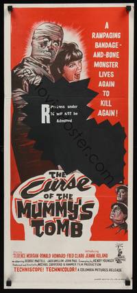 2j384 CURSE OF THE MUMMY'S TOMB Aust daybill '64 half-bone, half-bandage!