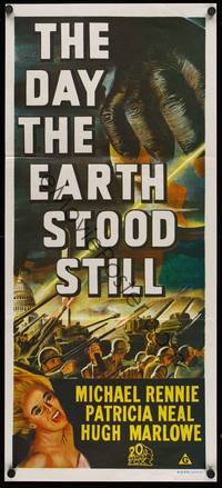 2j388 DAY THE EARTH STOOD STILL Aust daybill R70s classic Robert Wise sci-fi, strange art!