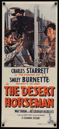 2j393 DESERT HORSEMAN Aust daybill '46 cool art of Starrett as the Durango Kid + Burnette!