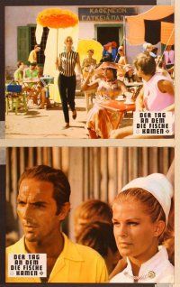 2j869 DAY THE FISH CAME OUT 11 German LCs '67 Michael Cacoyannis, sexy Candice Bergen, Greek comedy