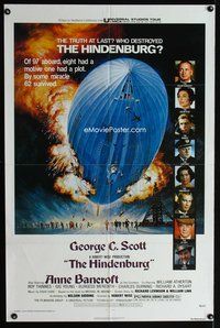 2m446 HINDENBURG 1sh '76 George C. Scott & all-star cast, art of zeppelin crashing down!