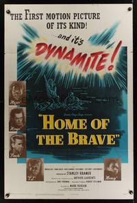 2m454 HOME OF THE BRAVE 1sh '49 Lloyd Bridges confronts racial prejudice with James Edwards!