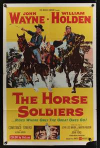 2m458 HORSE SOLDIERS 1sh '59 art of U.S. Cavalrymen John Wayne & William Holden, John Ford