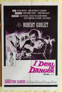 2m468 I DEAL IN DANGER 1sh '66 cool art of singer Robert Goulet as a spy!