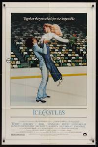 2m476 ICE CASTLES 1sh '78 Robby Benson lifts sexy Lynn-Holly Johnson, ice skating!