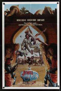 2m506 JEWEL OF THE NILE int'l 1sh '85 great art of Michael Douglas, Kathleen Turner & Danny DeVito!