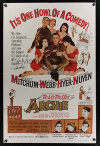 2m531 LAST TIME I SAW ARCHIE signed 1sh '61 by France Nuyen, Mitchum with a bunch of sexy girls!