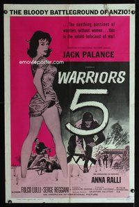 2m952 WARRIORS FIVE 1sh '62 Leopoldo Savona, Jack Palance, the incredible Anna Ralli!