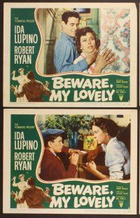 2p085 BEWARE MY LOVELY 8 LCs '52 flm noir, Ida Lupino trapped by a man beyond control!