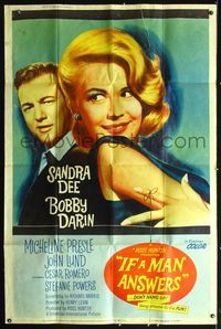 2t426 IF A MAN ANSWERS style Z 40x60 '62 great close up image of sexy Sandra Dee & Bobby Darin!