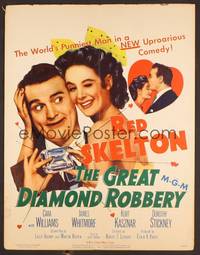 2t181 GREAT DIAMOND ROBBERY WC '53 Red Skelton with HUGE diamond & sexy Cara Williams!