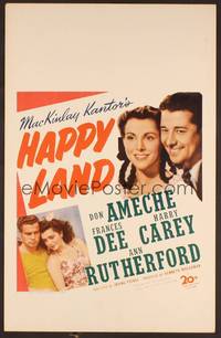 2t184 HAPPY LAND WC '43 Don Ameche's son dies in WWII, a ghost shows him why it was worth while!