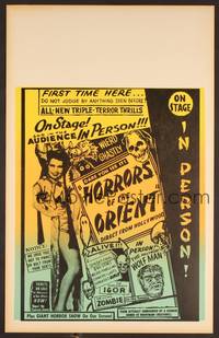 2t199 HORRORS OF THE ORIENT Spook Show WC '60s Wolfman & Hunchback on stage in person, cool!