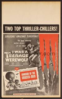 2t205 I WAS A TEENAGE WEREWOLF/INVASION OF SAUCER-MEN Benton WC '57 AIP double-bill!