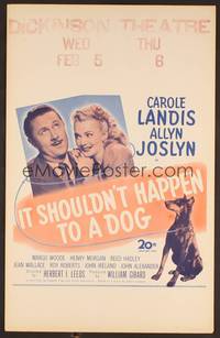 2t210 IT SHOULDN'T HAPPEN TO A DOG WC '46 close up of Carole Landis & Allyn Joslyn with Doberman!