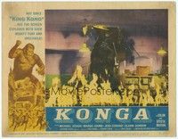 3a322 KONGA LC #5 '61 fantastic close up of giant ape smashing into ceiling to escape fire!