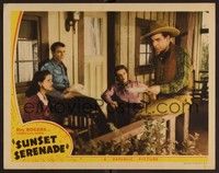 3d610 SUNSET SERENADE LC '42 Roy Rogers sitting with Helen Parrish & Joan Woodbury on porch!