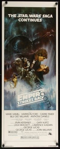 3g117 EMPIRE STRIKES BACK insert '80 George Lucas sci-fi classic, cool GWTW art by Roger Kastel!