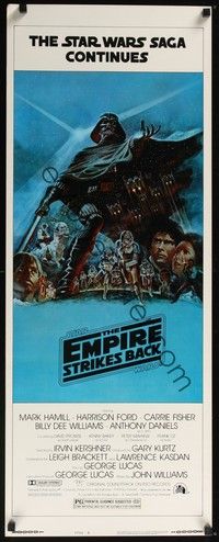 3g118 EMPIRE STRIKES BACK style B insert '80 George Lucas sci-fi classic, cool artwork by Tom Jung!