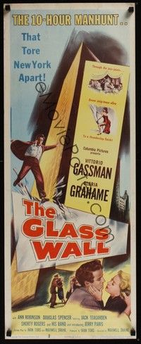 3g150 GLASS WALL insert '53 Gloria Grahame & Vittorio Gassman, the manhunt that tore NY apart!