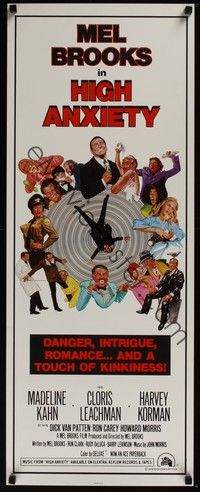 3g174 HIGH ANXIETY int'l insert '77 Mel Brooks, great Vertigo spoof design, Tanenbaum artwork!